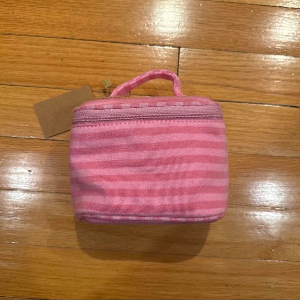 Brandy Melville Pink Striped makeup bag